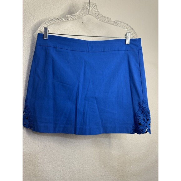 D.F.A. New York Petite Womens Blue Skort Embroidered Design On Sides 14P - Picture 2 of 8